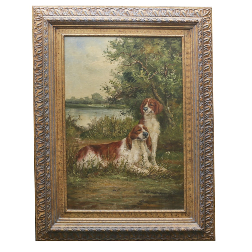 Oil Painting of Hunting Dogs