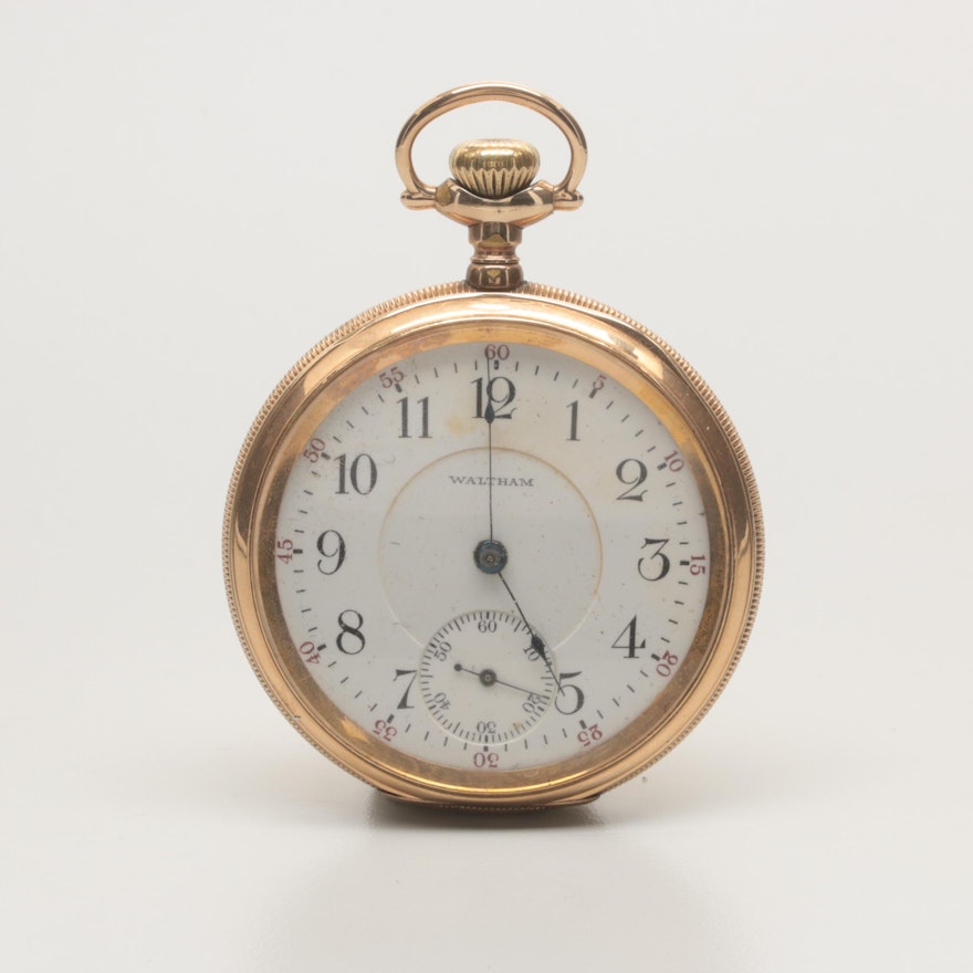 Antique Waltham Gold Filled Open Face Pocket Watch