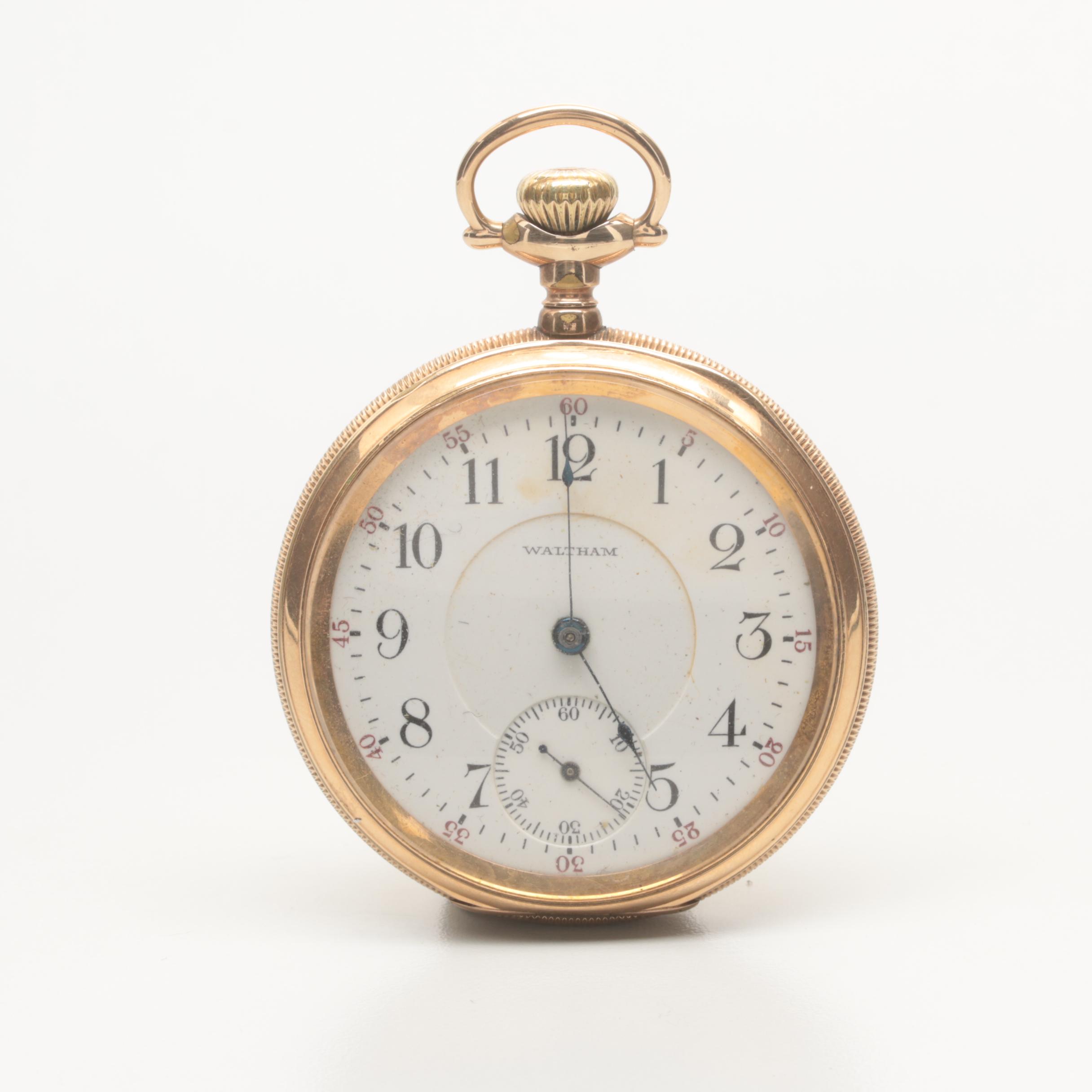 Antique Waltham Gold Filled Open Face Pocket Watch