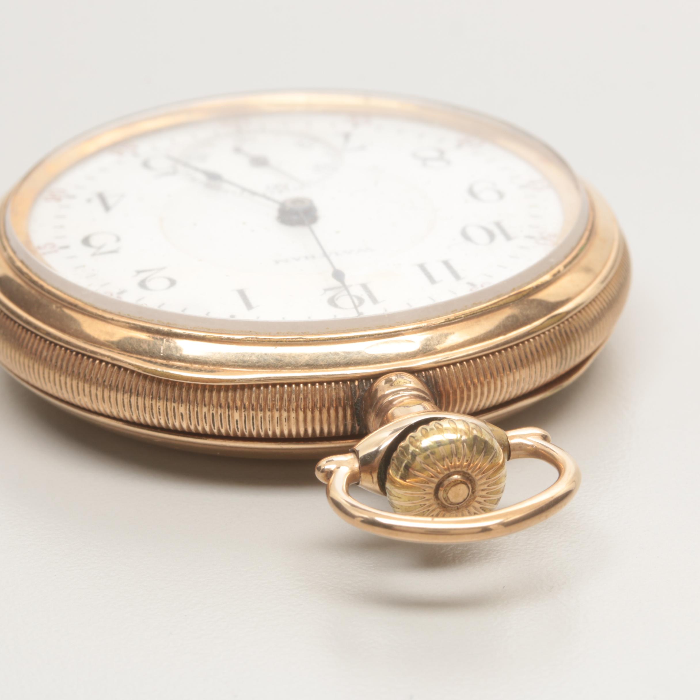 Antique Waltham Gold Filled Open Face Pocket Watch
