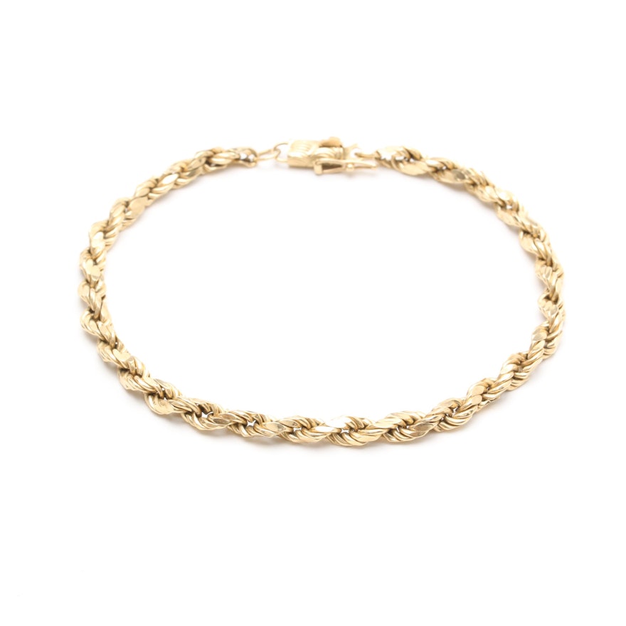 Oroamerica 14K Yellow Gold Rope Link Bracelet