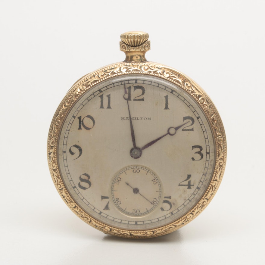 Vintage Hamilton Gold Filled Open Face Pocket Watch