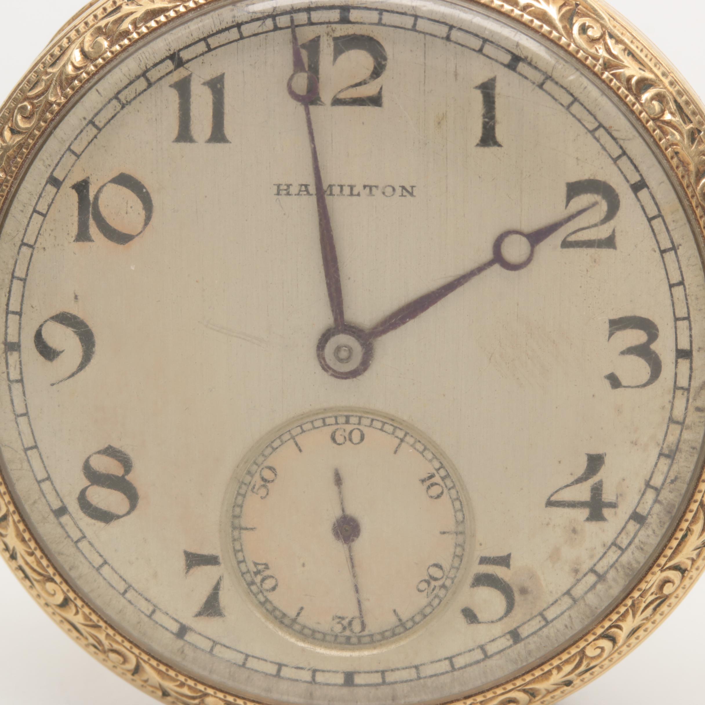 Vintage Hamilton Gold Filled Open Face Pocket Watch