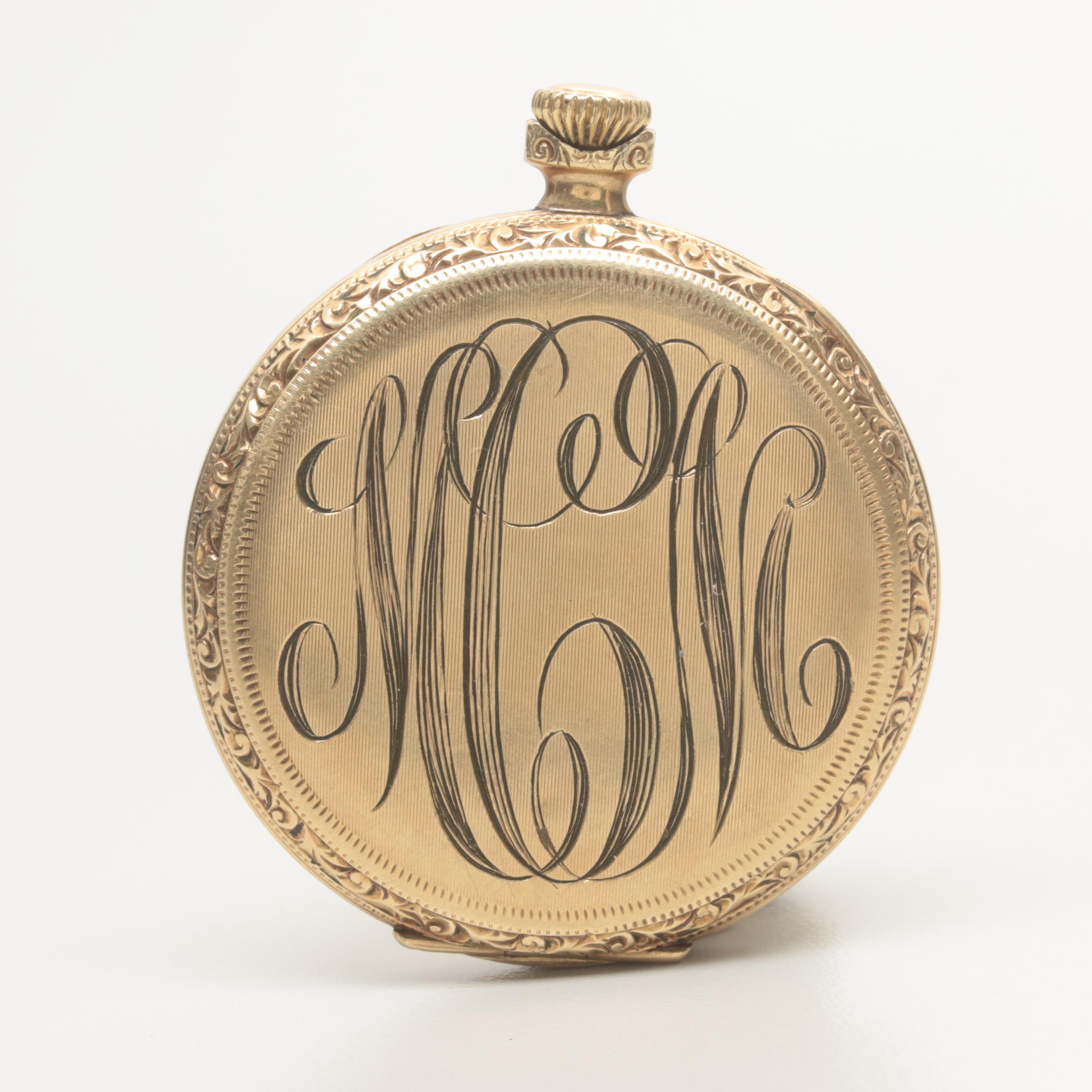 Vintage Hamilton Gold Filled Open Face Pocket Watch