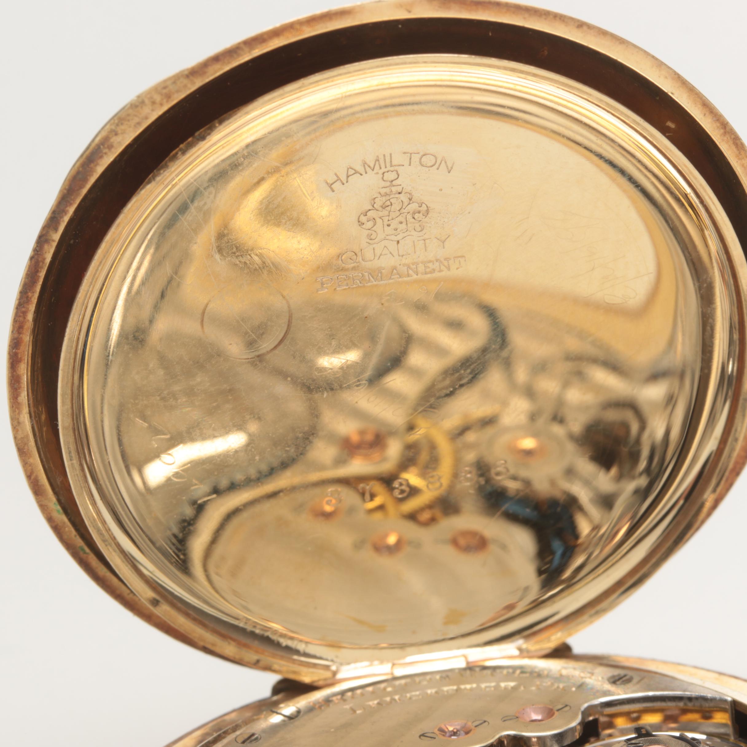Vintage Hamilton Gold Filled Open Face Pocket Watch