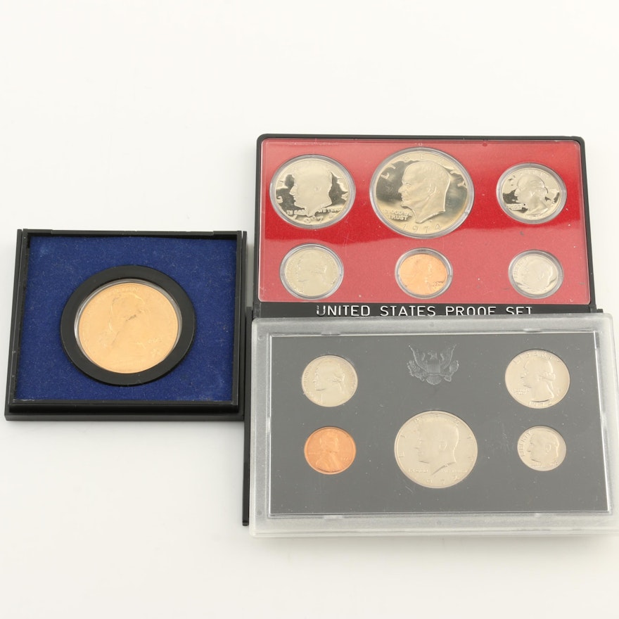Group of Two Proof Sets and a 1972 American Revolution Bicentennial Medal