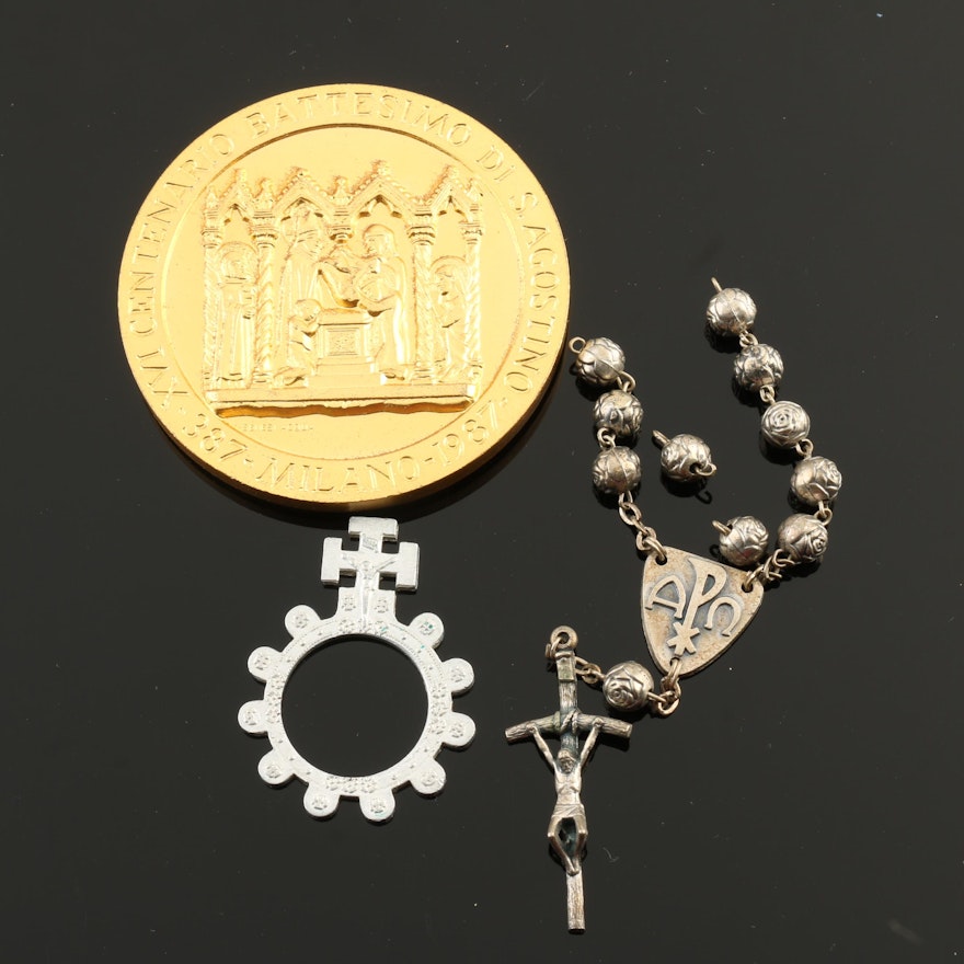 Gold Plated Milano 1986-1987 Commemorative Catholic Medal