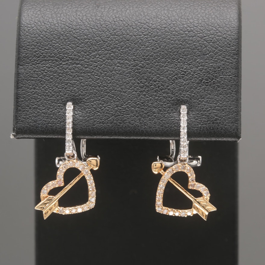 14K Yellow and White Gold Diamond Earrings