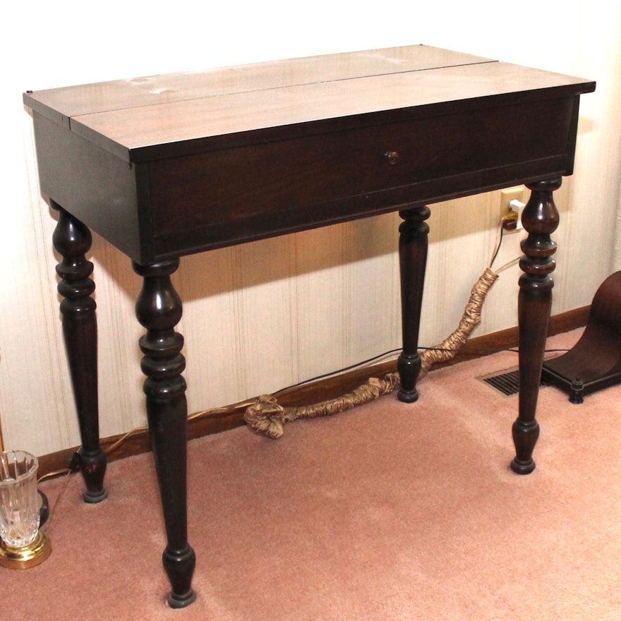Antique Sheraton Style Mahogany Veneer Spinet Desk