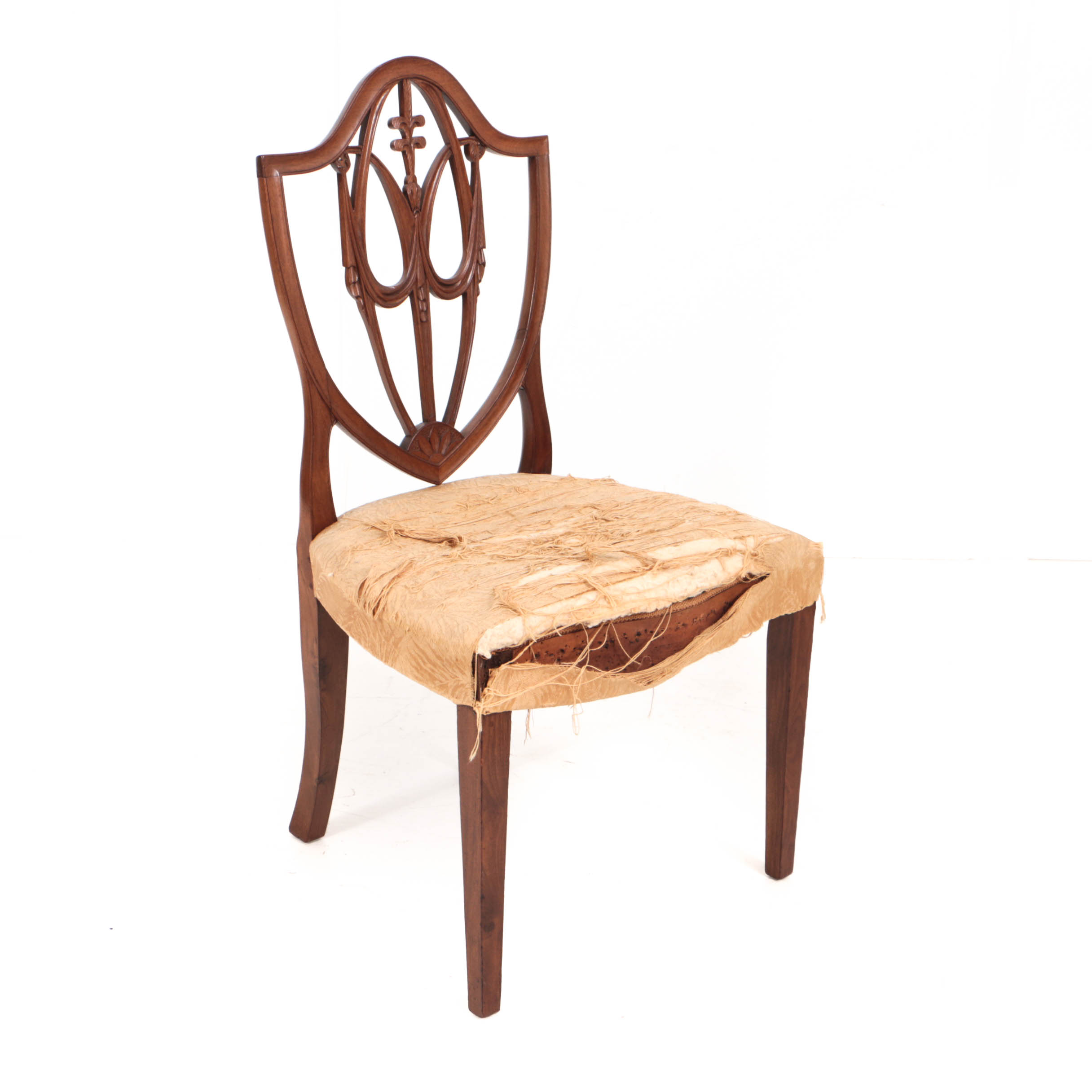 Antique Federal Mahogany Shield-Back Chair with Vintage Chippendale Style Chairs