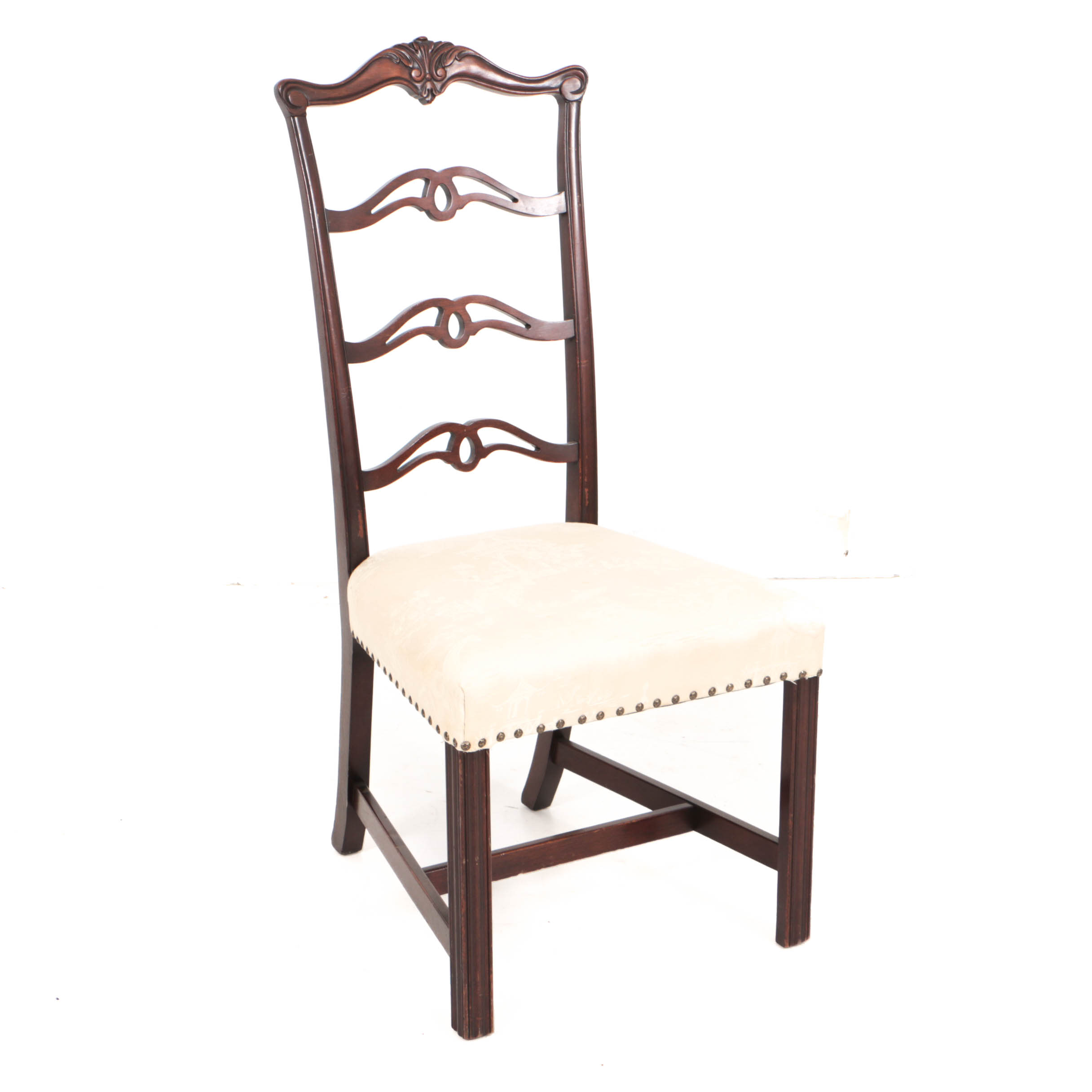 Antique Federal Mahogany Shield-Back Chair with Vintage Chippendale Style Chairs