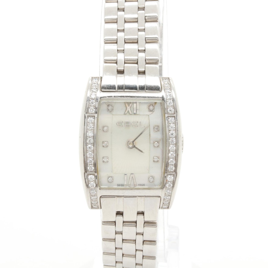 Ebel "Tarawa" Stainless Steel Diamond and Mother of Pearl Wristwatch