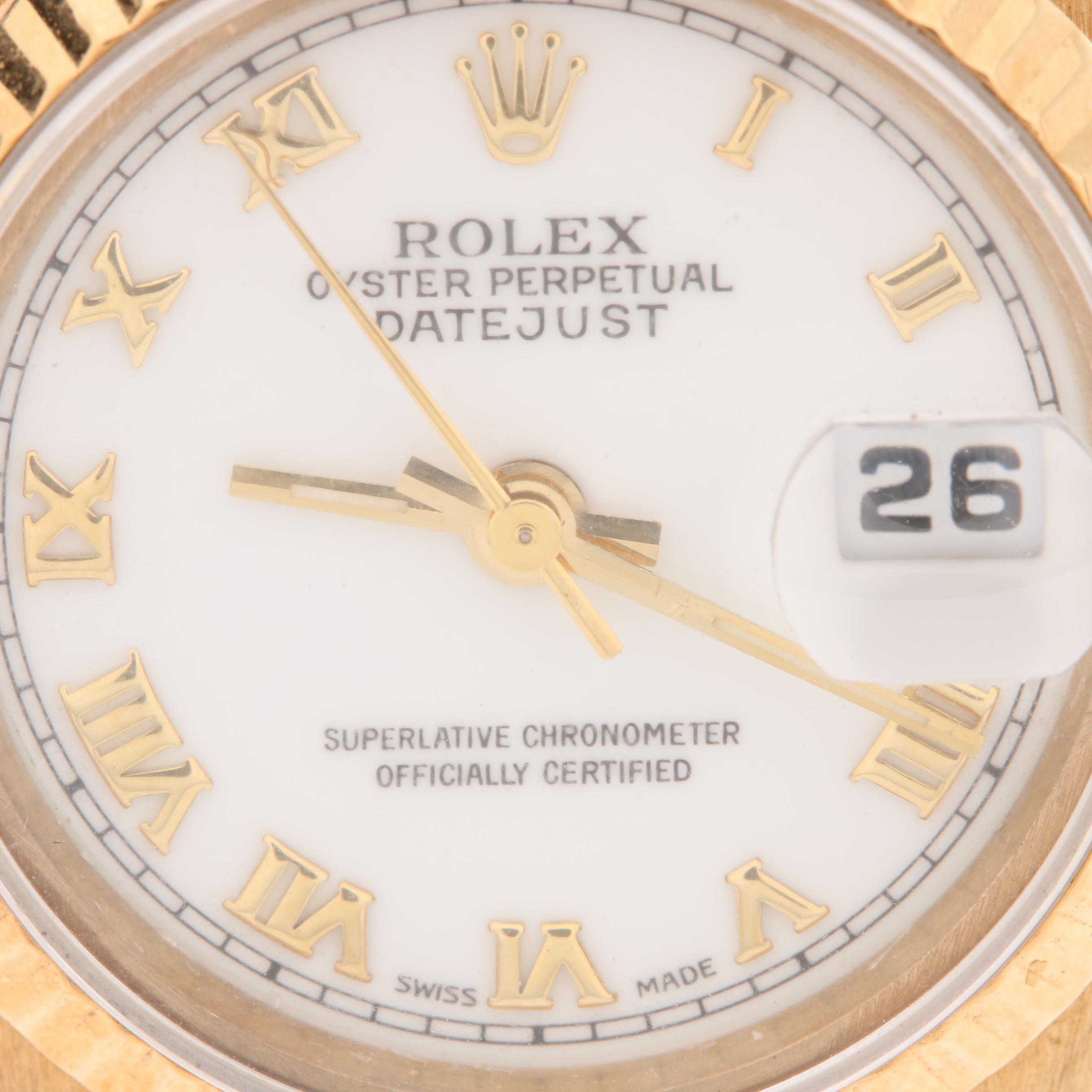 Circa 1999 Rolex Oyster Perpetual Datejust 18K Yellow Gold Watch