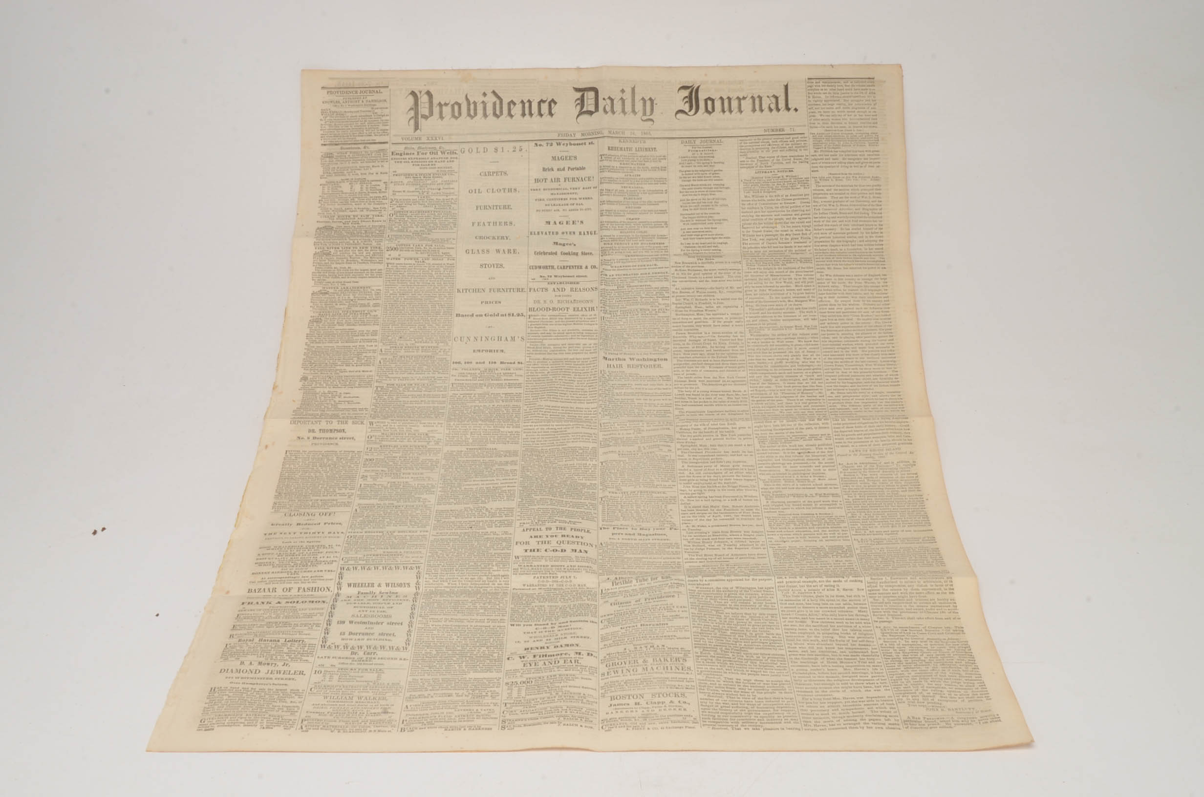 1862 Civil War Enlistment Paper with a Newspaper