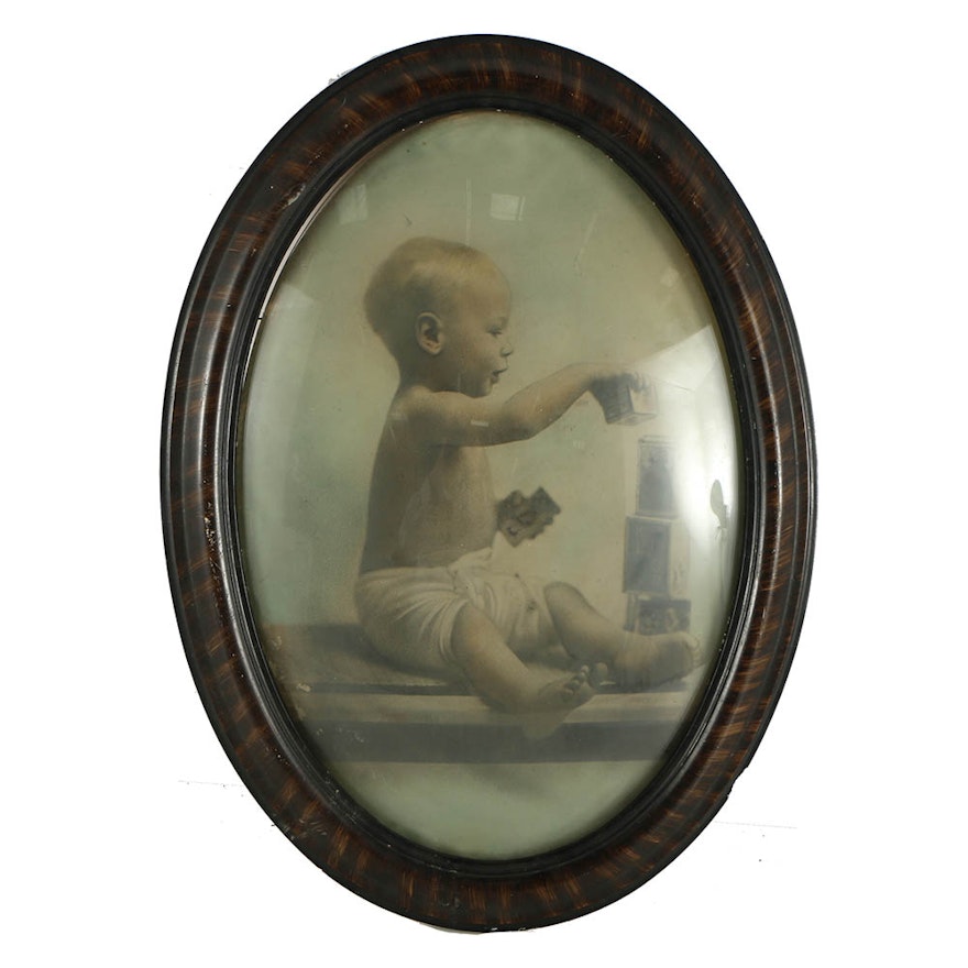 Antique Crayon Portrait of a Baby