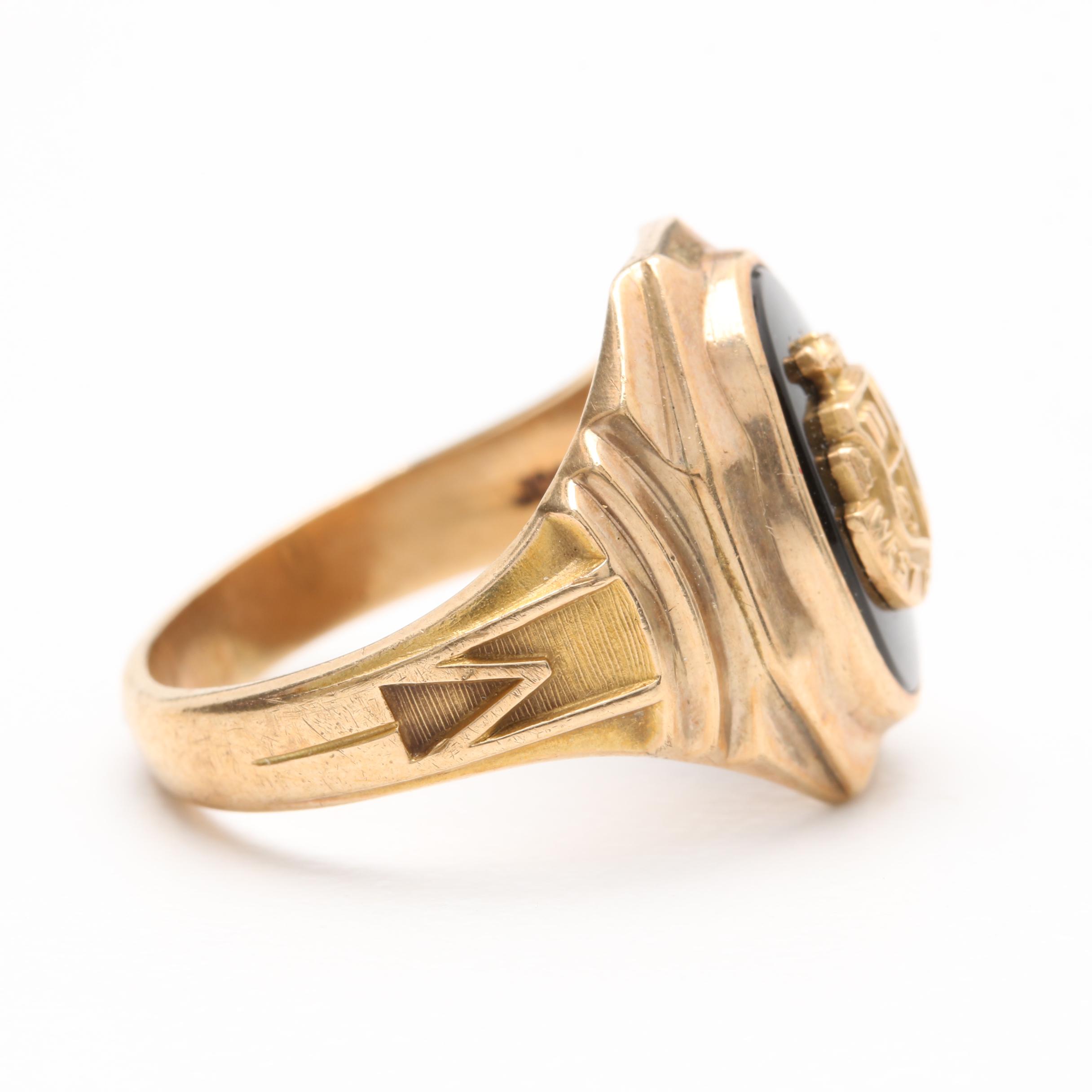 10K Yellow Gold Black Onyx Class Ring