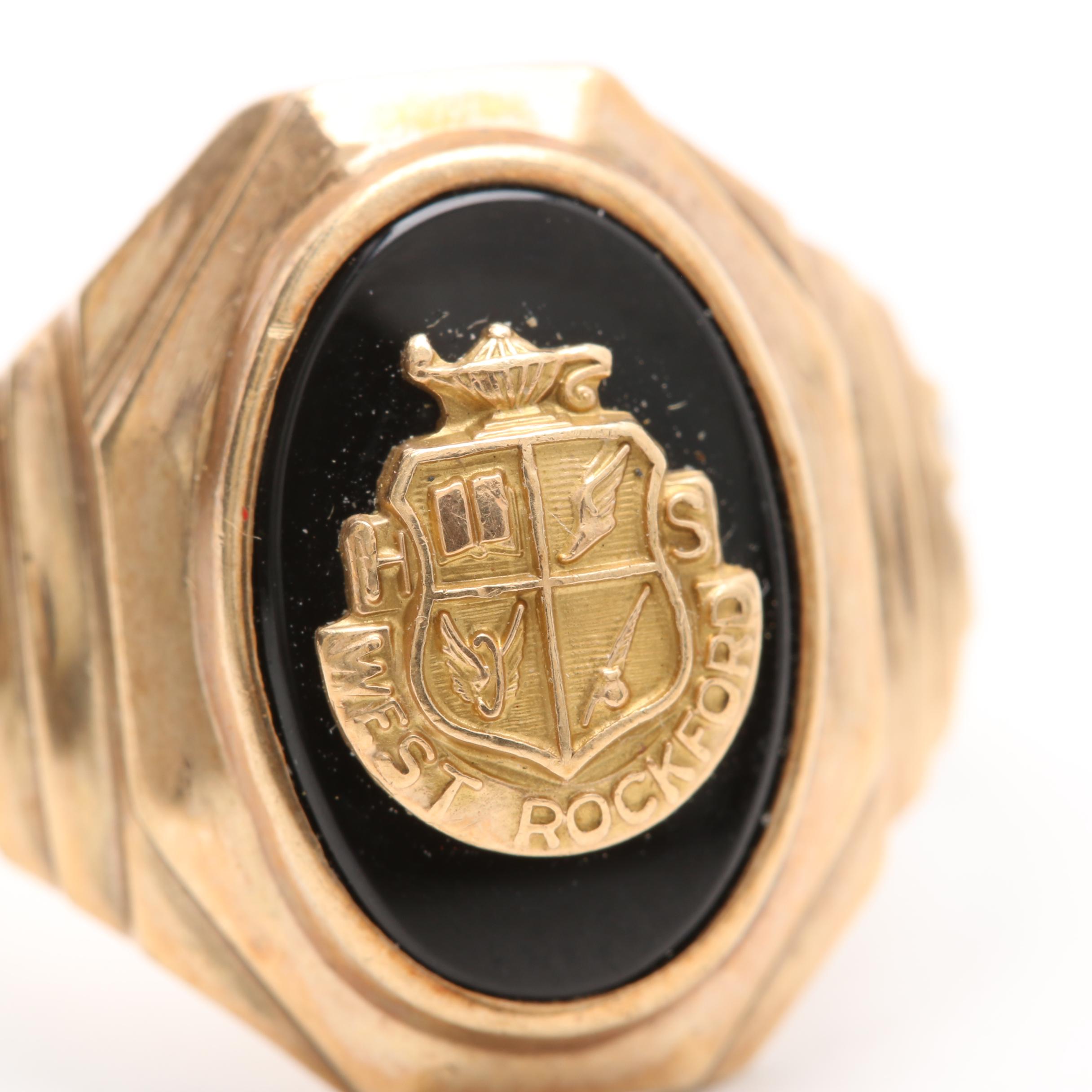 10K Yellow Gold Black Onyx Class Ring