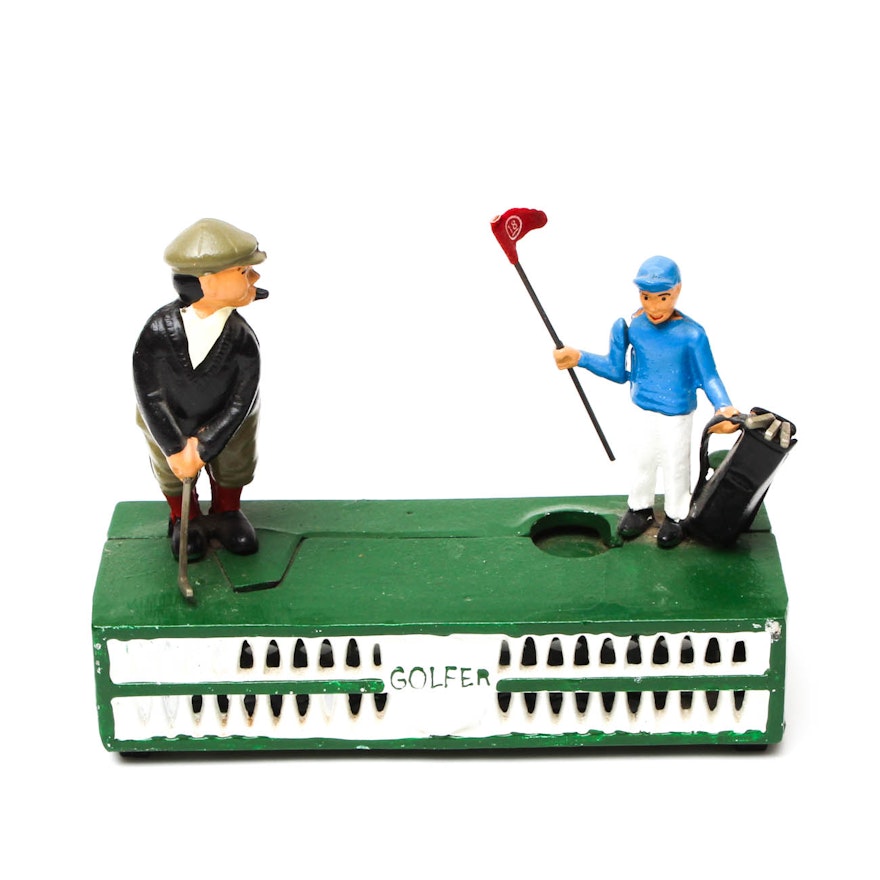Reproduction Cast Iron "Golfer" Coin Bank