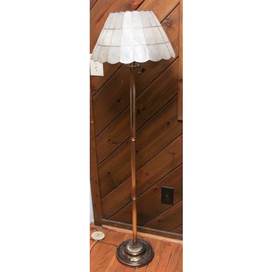 Vintage Shell and Brass Floor Lamp