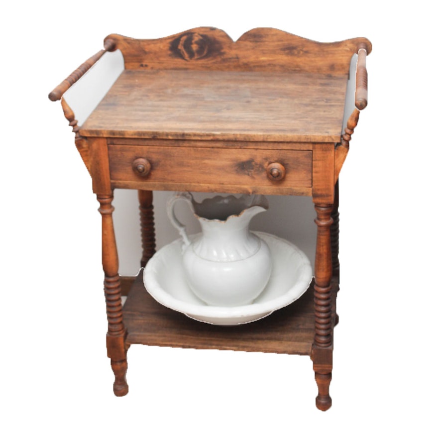 Antique Washstand with Ewer and Basin