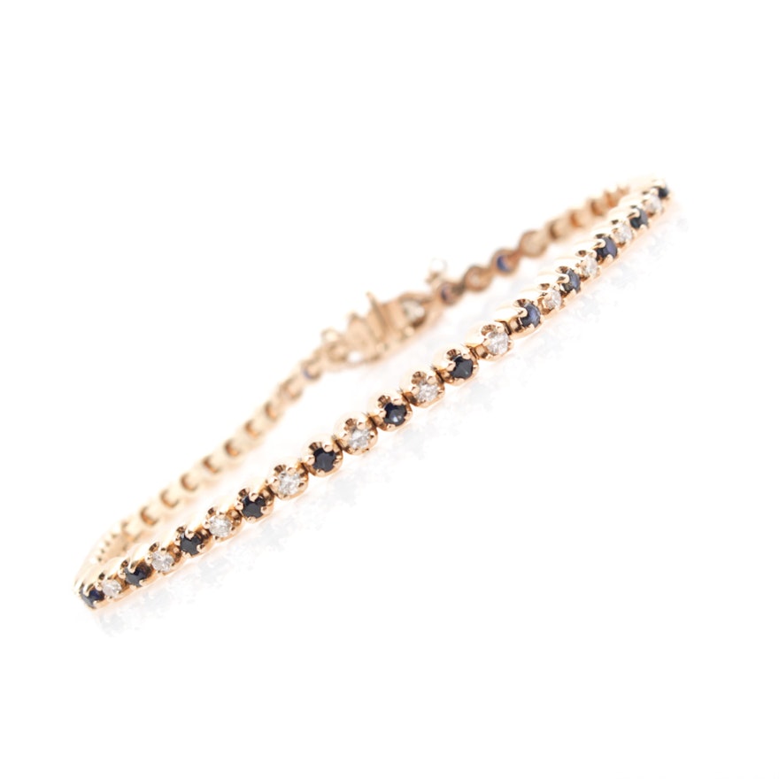 14K Gold, Diamond, and Sapphire Bracelet