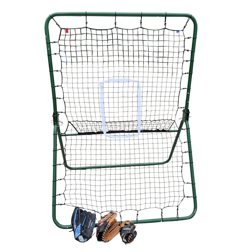 Baseball Pitching Net and Gloves