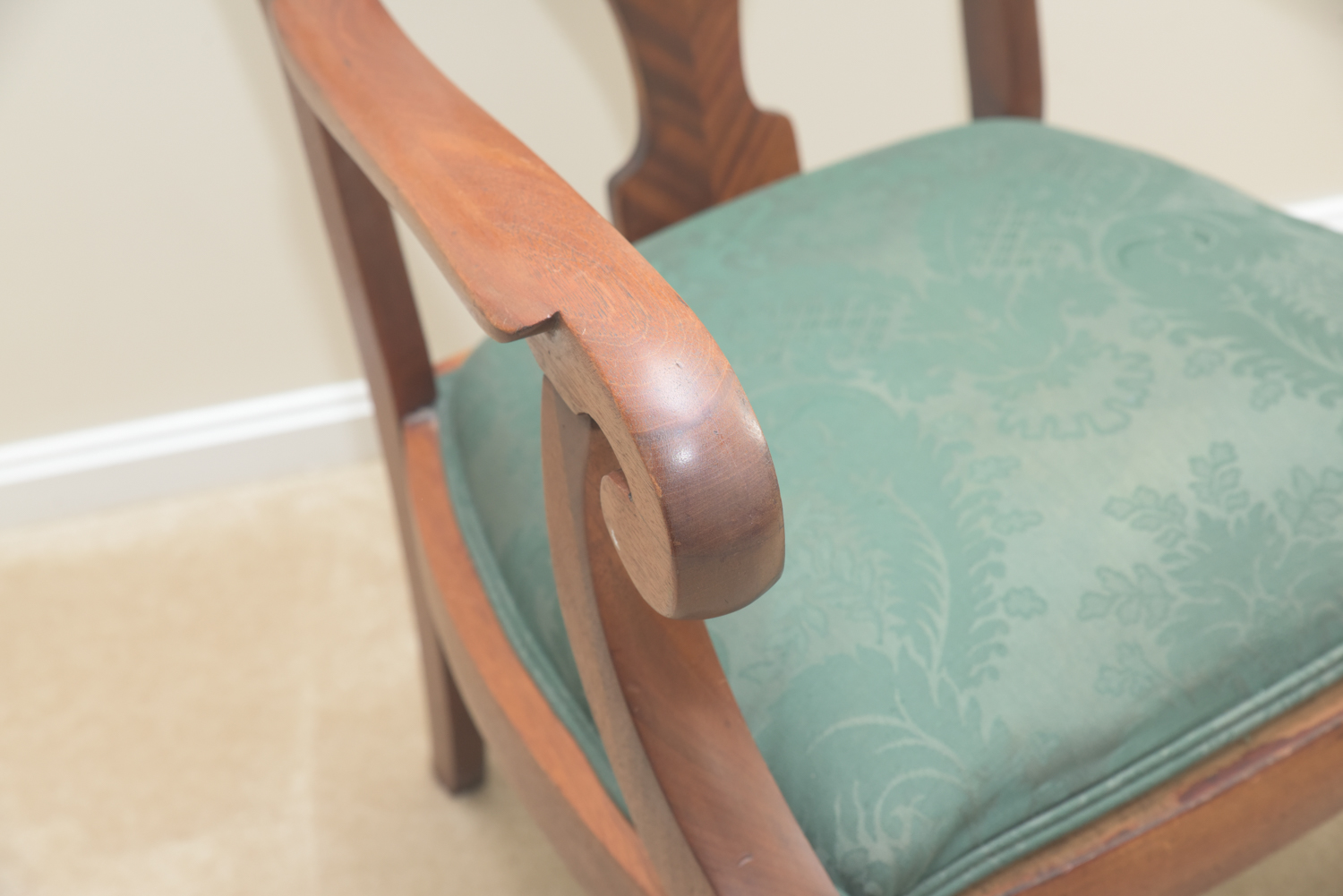 Vintage Matched Veneer Wooden Armchair