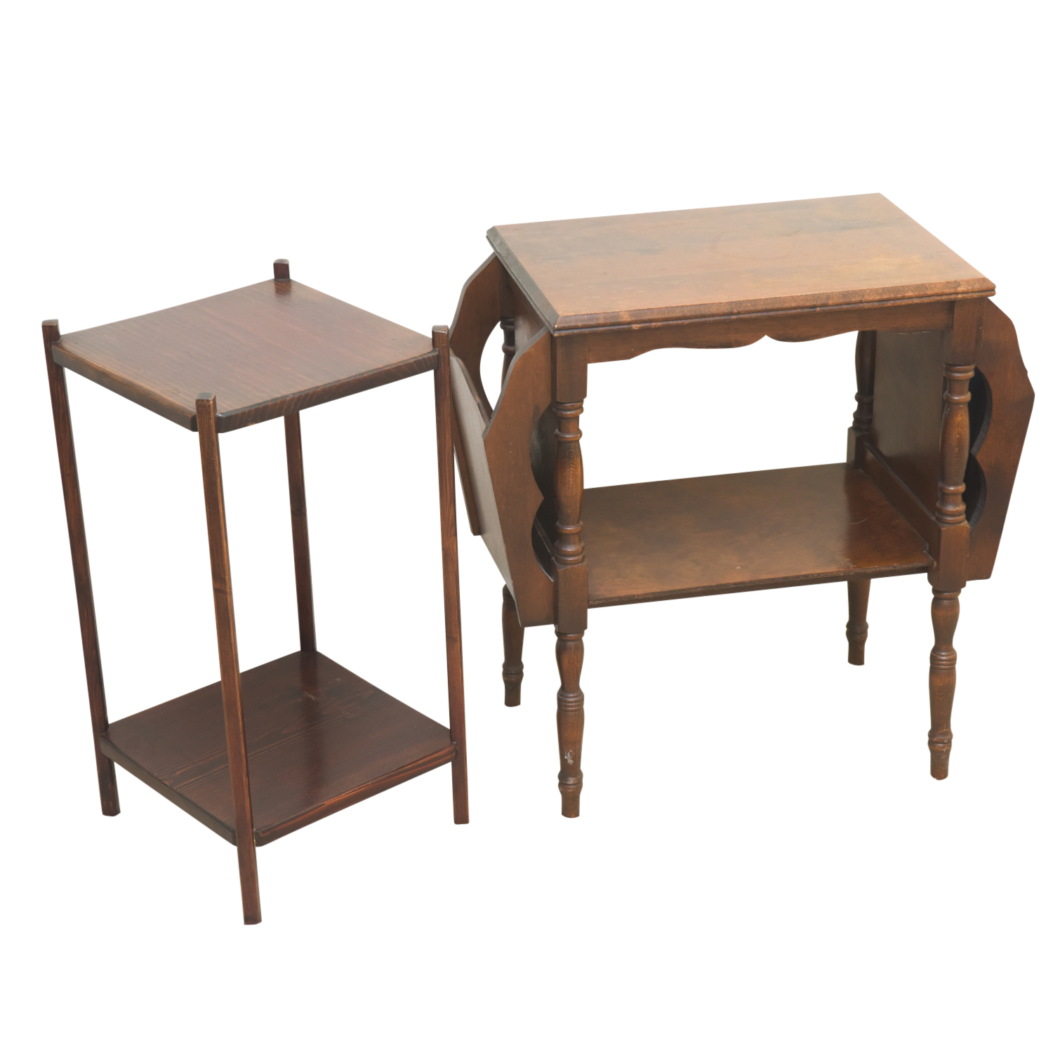 Vintage Two Tier Wooden Side Tables