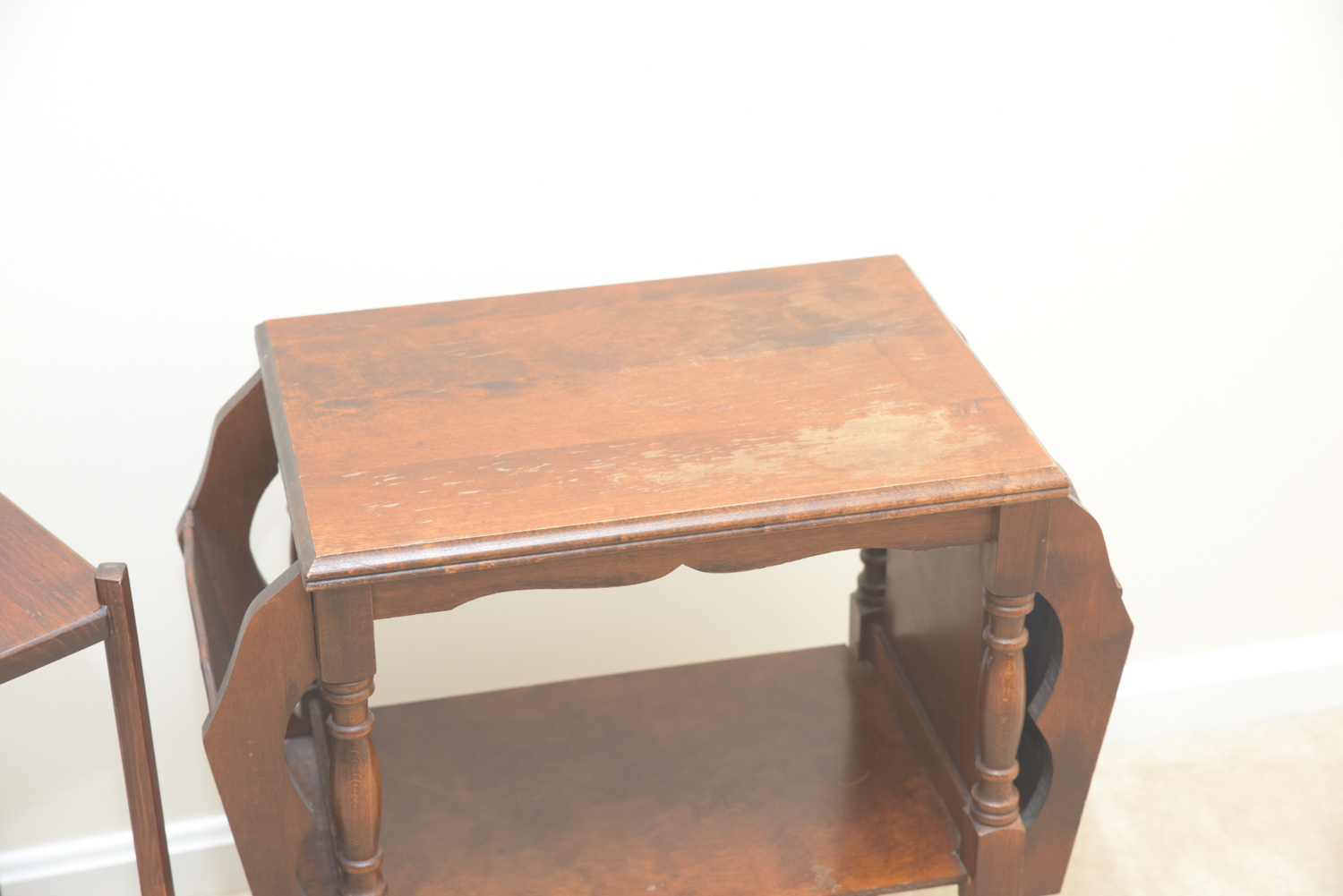 Vintage Two Tier Wooden Side Tables