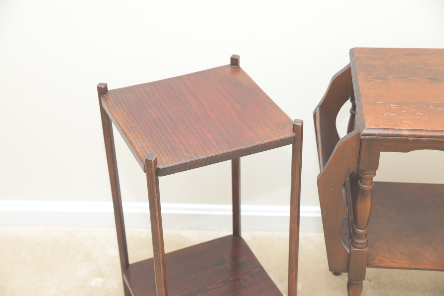 Vintage Two Tier Wooden Side Tables