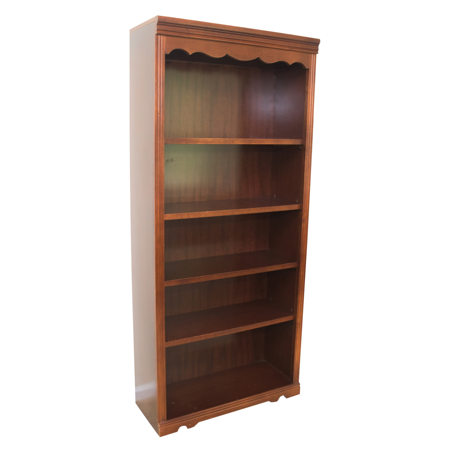 Scallop Accented Wood Finished Laminate Bookcases