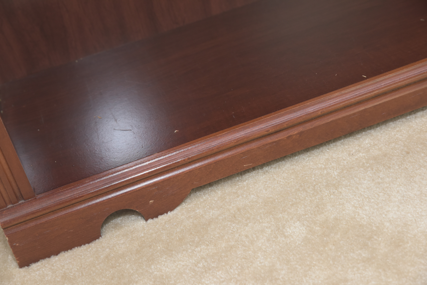 Scallop Accented Wood Finished Laminate Bookcases