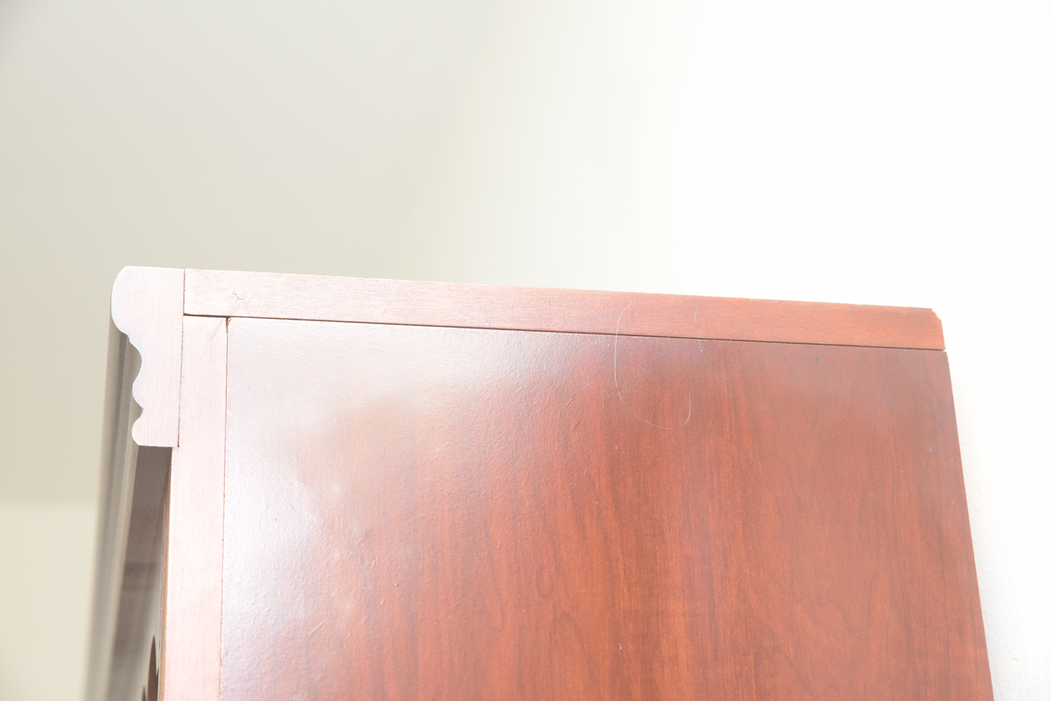 Scallop Accented Wood Finished Laminate Bookcases