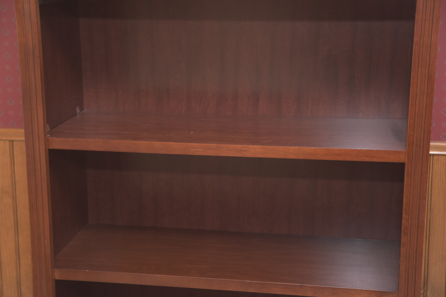Scallop Accented Wood Finished Laminate Bookcases