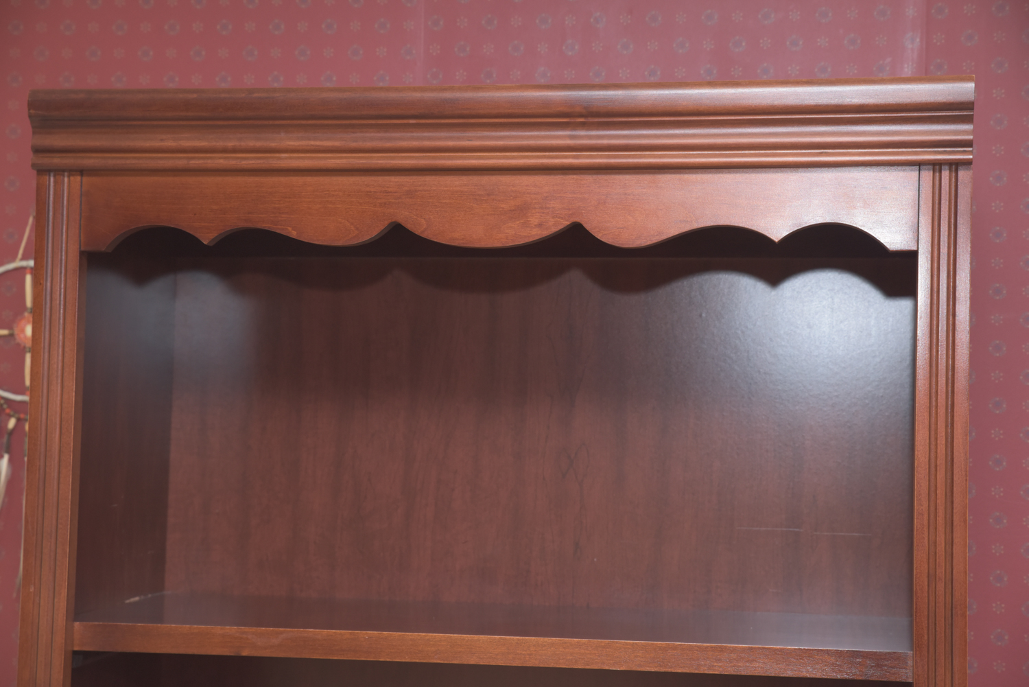 Scallop Accented Wood Finished Laminate Bookcases