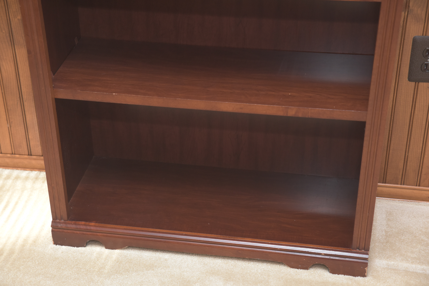 Scallop Accented Wood Finished Laminate Bookcases