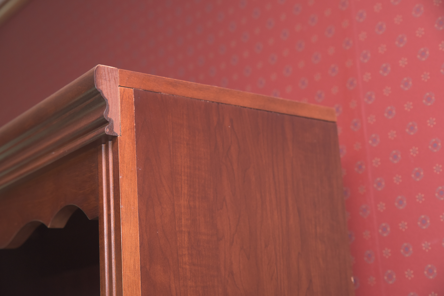 Scallop Accented Wood Finished Laminate Bookcases