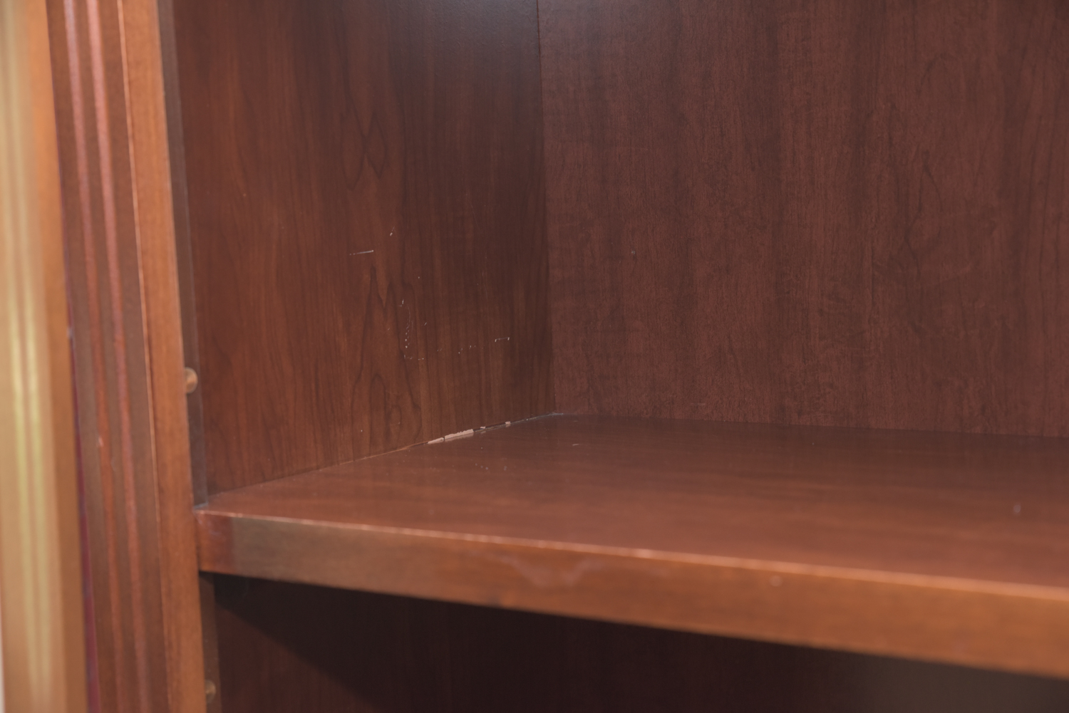 Scallop Accented Wood Finished Laminate Bookcases