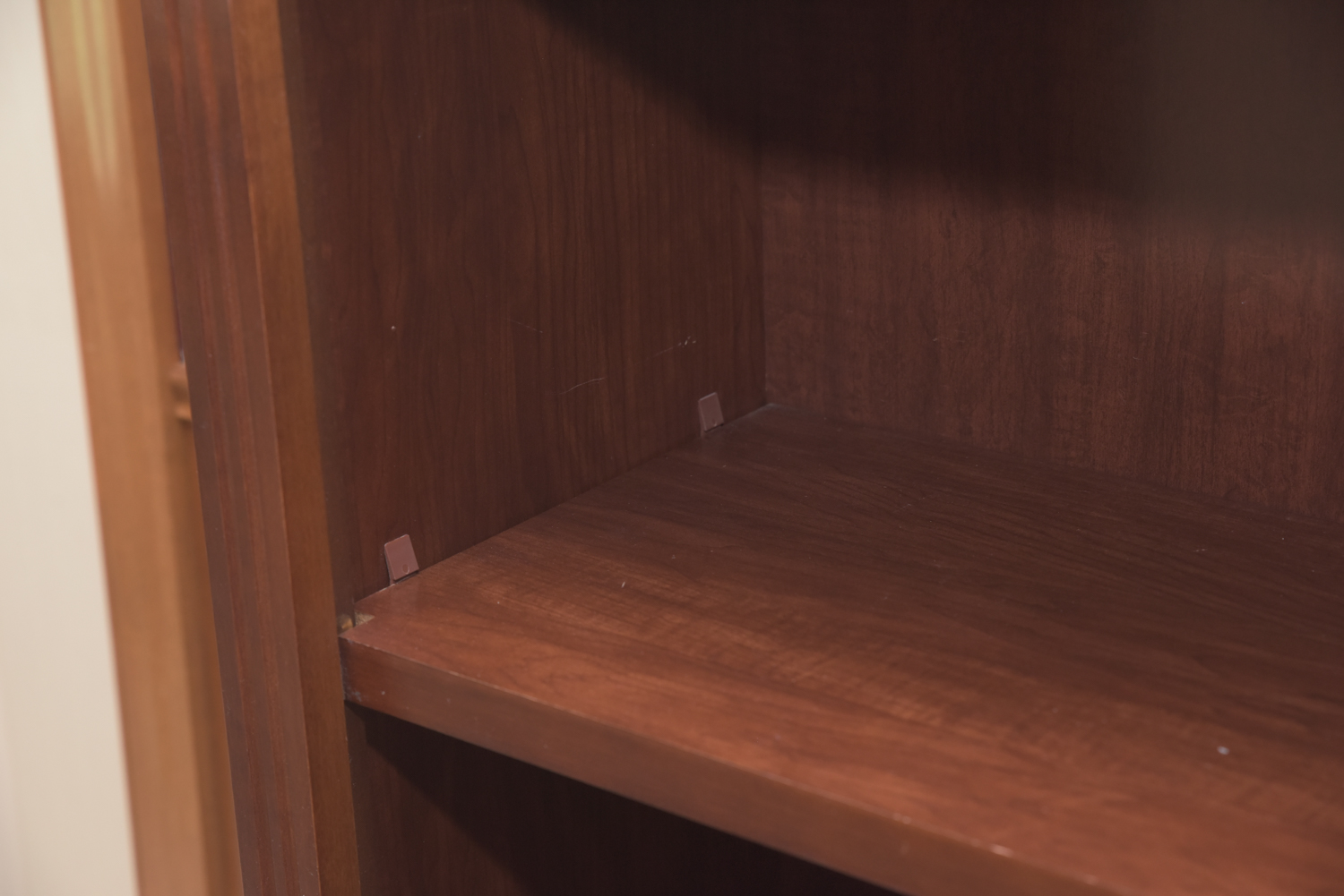 Scallop Accented Wood Finished Laminate Bookcases