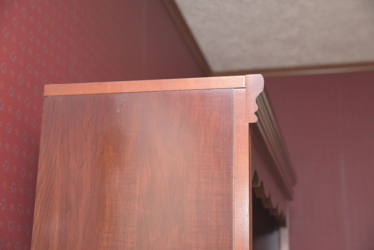 Scallop Accented Wood Finished Laminate Bookcases