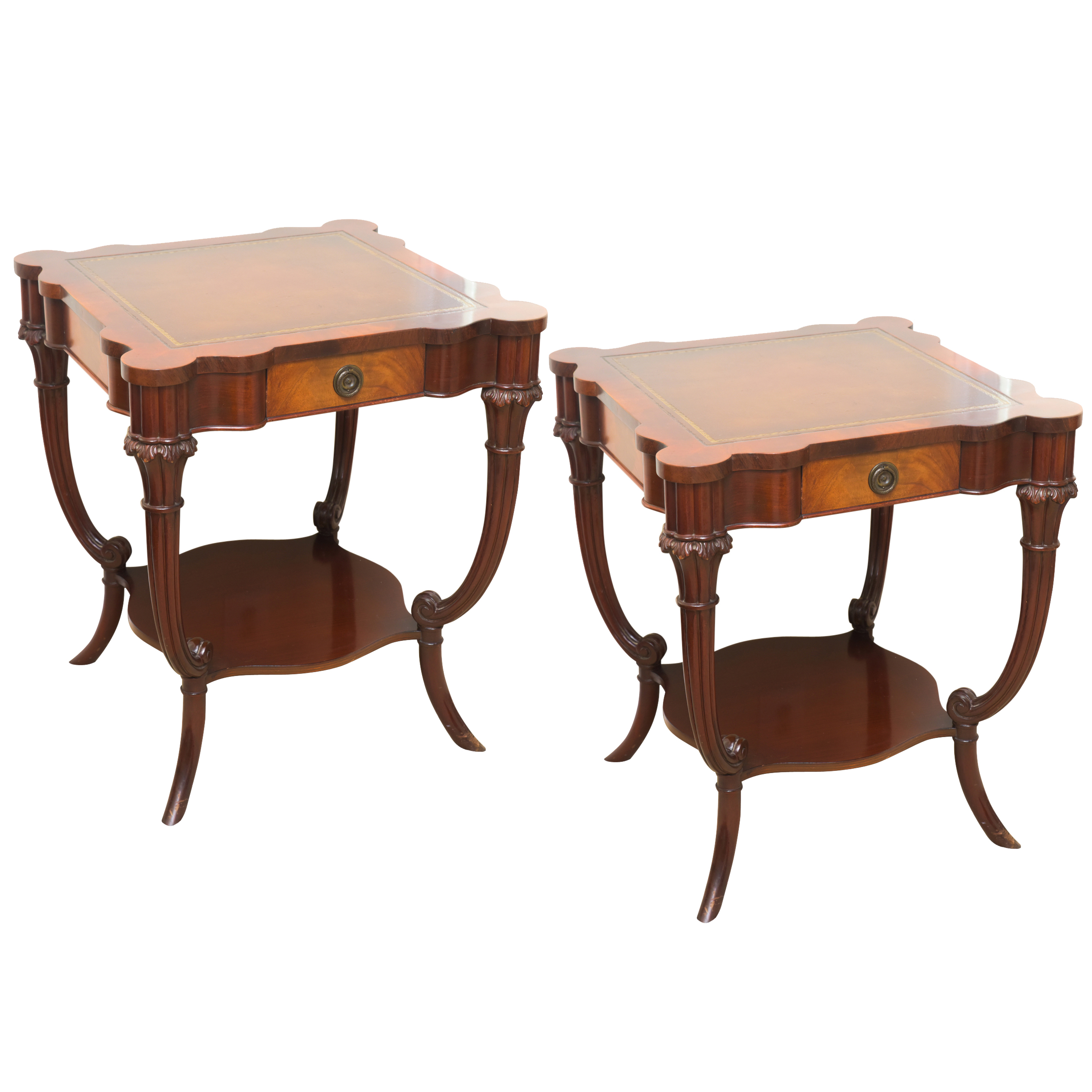 Vintage Leather-Topped Accent Tables