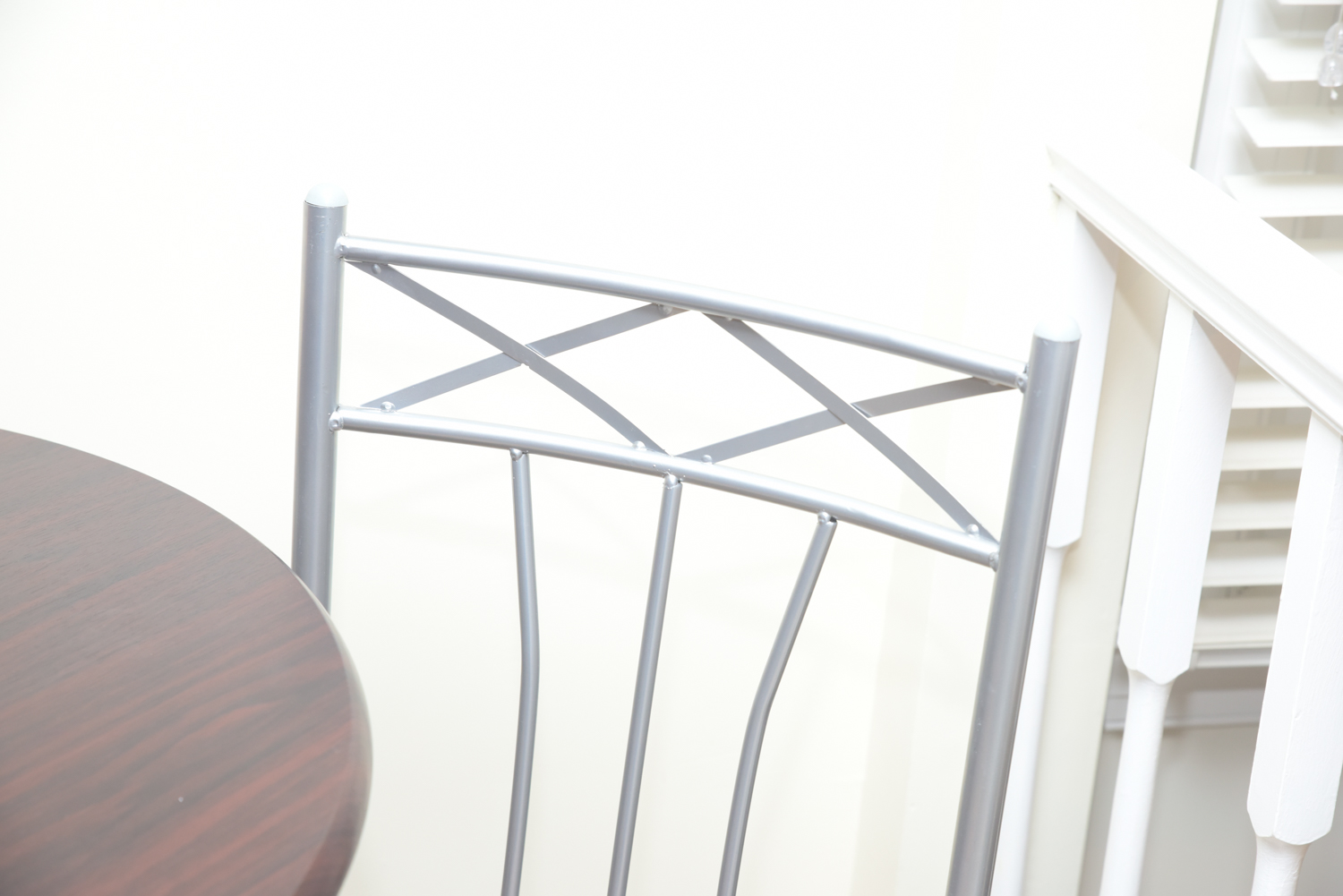 Brushed Chrome Finished Metal and Wood Dinette Set with Two Side Chairs