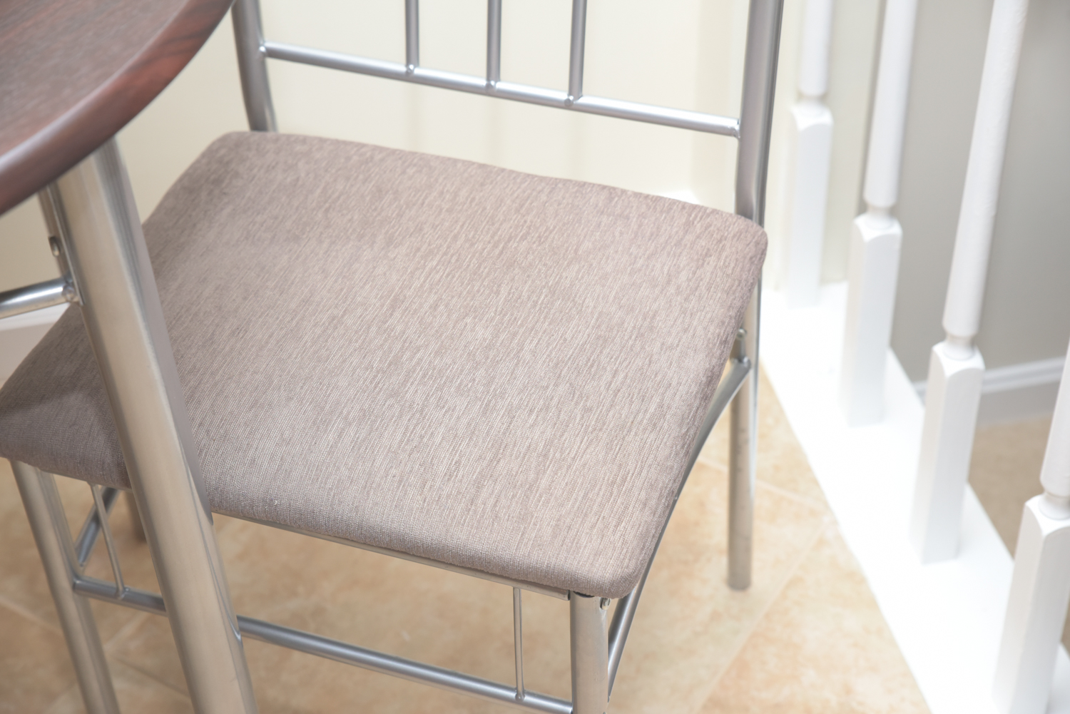 Brushed Chrome Finished Metal and Wood Dinette Set with Two Side Chairs