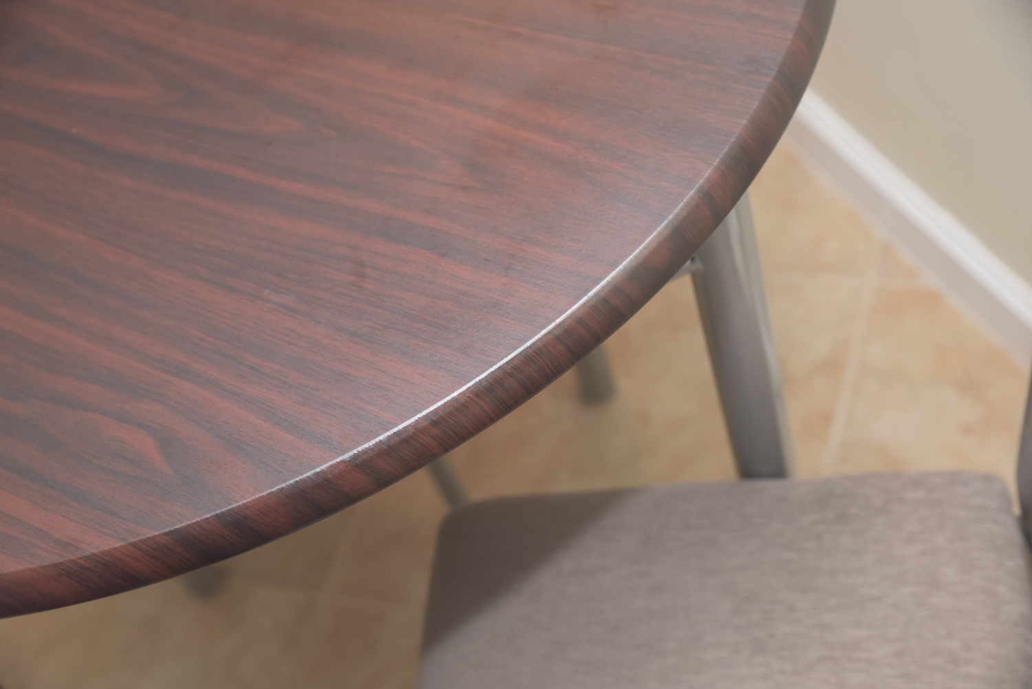 Brushed Chrome Finished Metal and Wood Dinette Set with Two Side Chairs