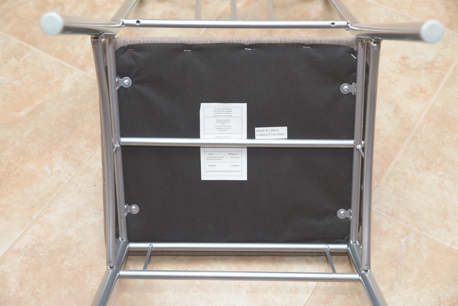 Brushed Chrome Finished Metal and Wood Dinette Set with Two Side Chairs