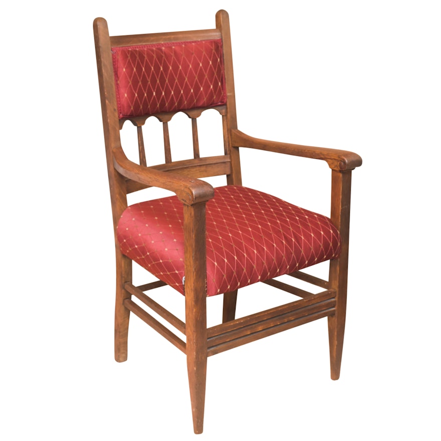 Vintage Oak Spanish Renaissance Style Armchair