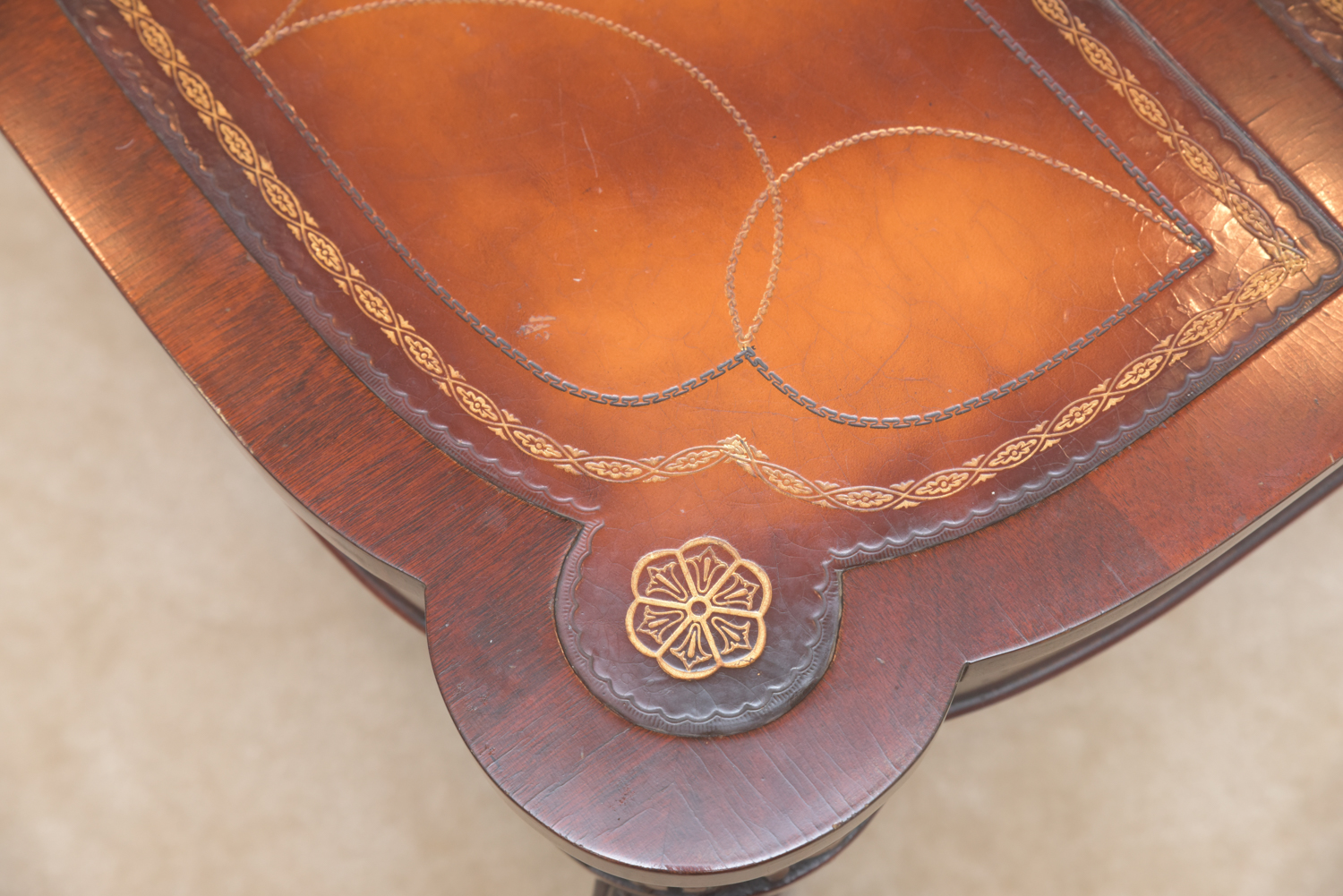 Vintage Leather-Topped Coffee Table