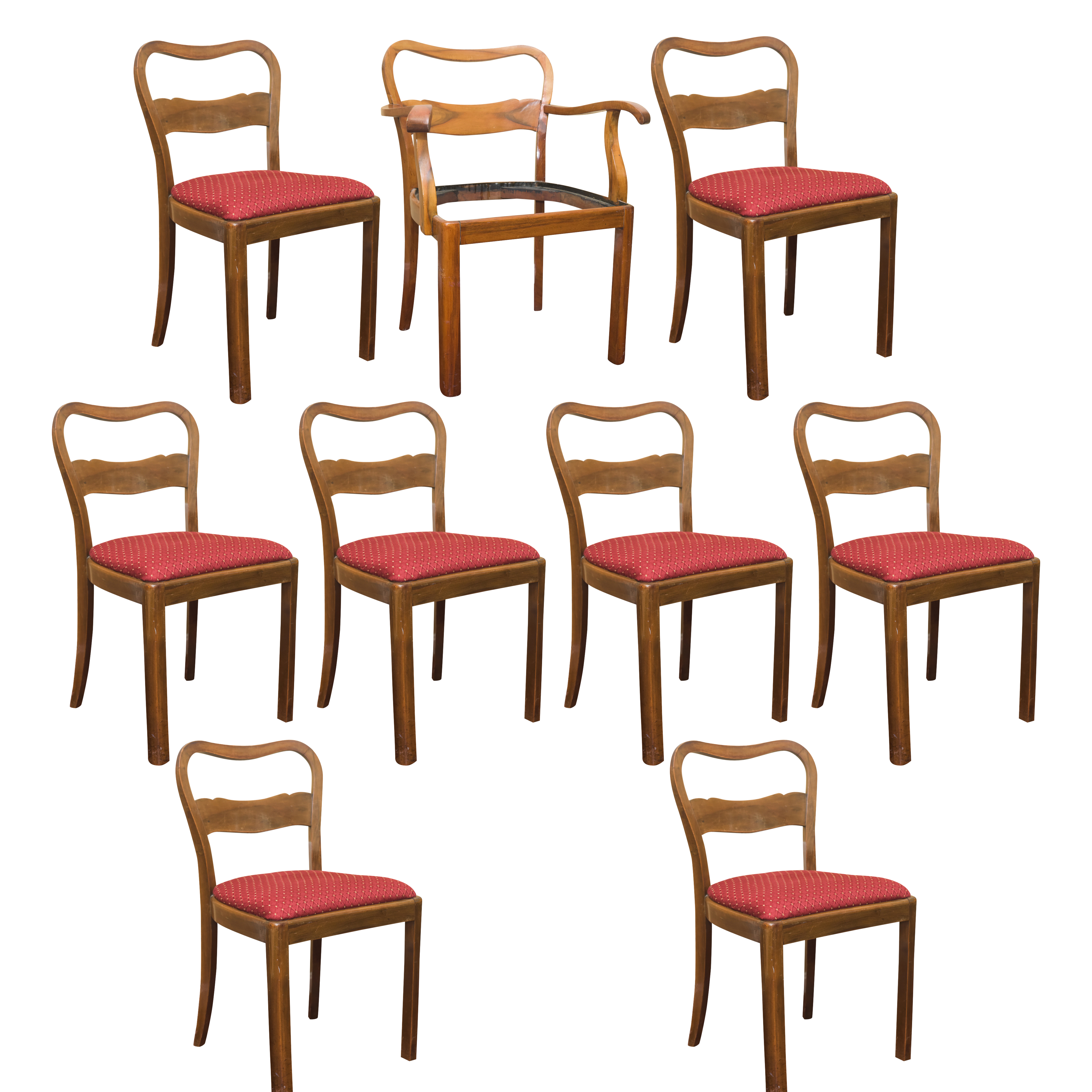 Vintage Wooden Dining Chairs with Upholstered Seats