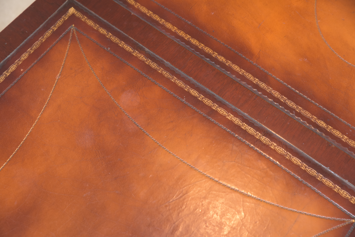 Vintage Leather-Topped Coffee Table