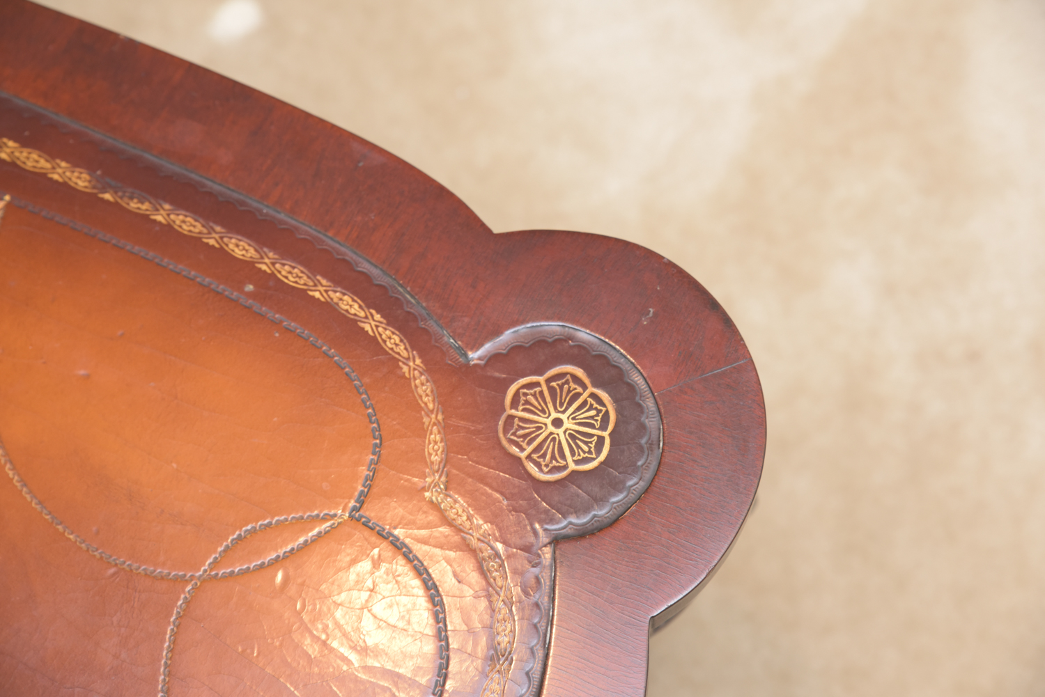 Vintage Leather-Topped Coffee Table